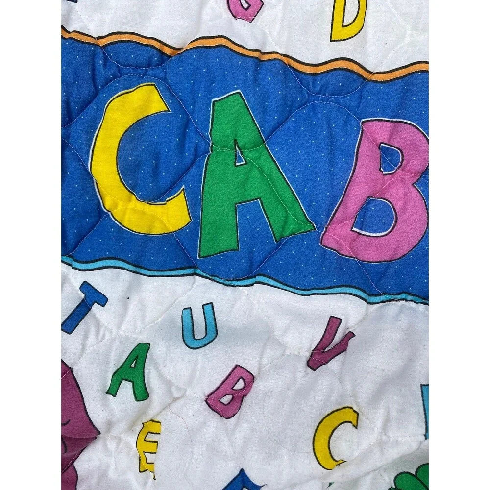Vintage 1993 Barney Baby Bop ABC Quilted Blanket The Lyons Group 56